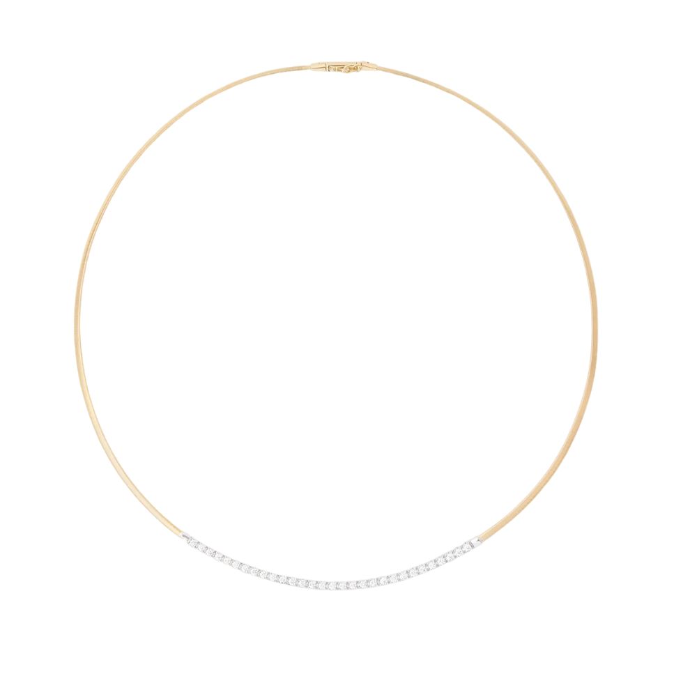 Marco Bicego Masai Collection 18k Yellow Gold & White Gold Coil Collar Necklace With Diamond Bar